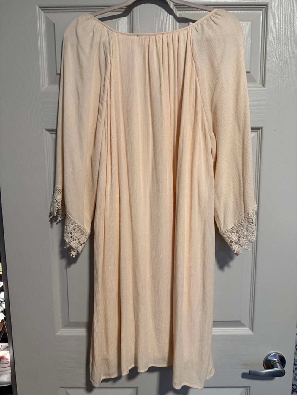 Boho Cream Crochet-Trim Tunic Top, (SOLD) - Picture 5 of 5